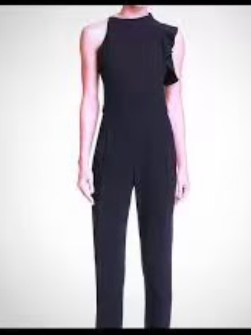 Black Halo Asymmetric One-Shoulder Black Jumpsuit